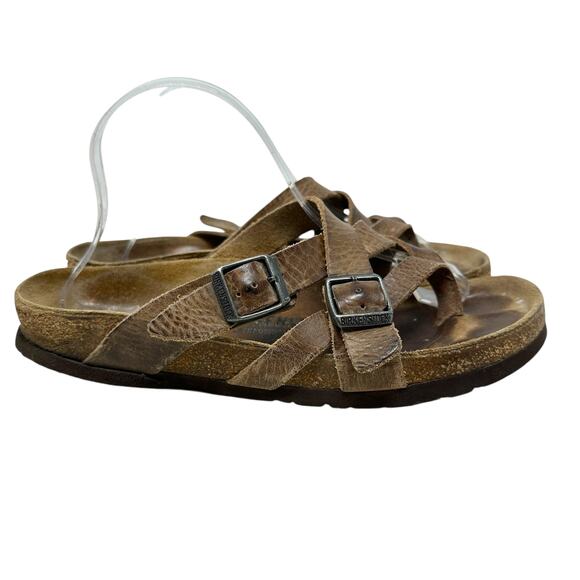 Birkenstock Temara Sandals Leather Buckle Flat Brown Size 41 US 10 10.5 - Picture 5 of 14